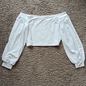 NWT Susana Monaco White Long Sleeve Crop Top
